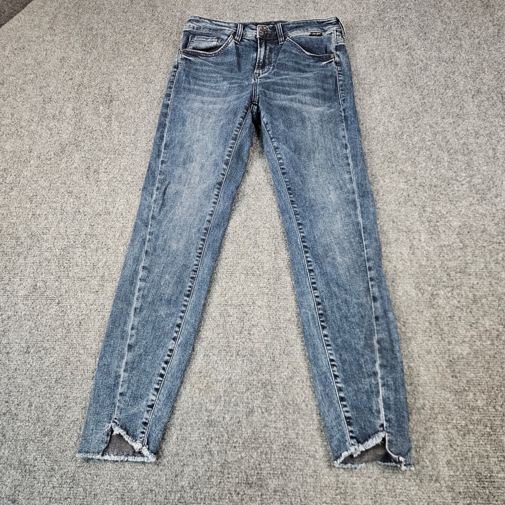 Mavi Gold Tess Twisted High-Rise Skinny Jeans Medium Wash Raw‎ Step Hem Size 27